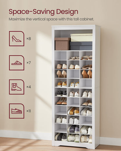 VASAGLE Shoe Storage Cabinet, 10 Tier Shoe Rack Organizer, Holds Up to 30 Pairs of Shoes, for