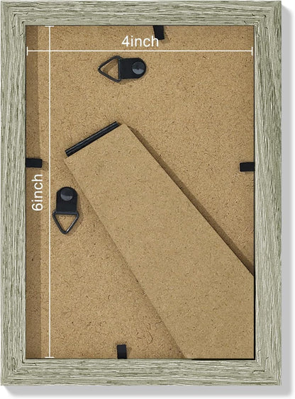 Vittanly 4x6 Picture Frames Set of 9, Shatter Resistant Plexiglass, Display 3.5x5 Pictures with Mat or 4x6 without Mat, Photo Frames for Wall or Tabletop, Engineered Wood, Driftwood