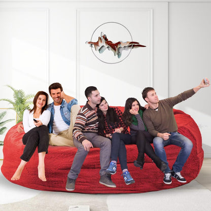 Bean Bag Chair for Adults 8FT,Soft Removable Cover for Teens/Girls Bedroom,Fluffy Giant Round Floor Beanbag Lounger Chairs (No Filler,Big Red)