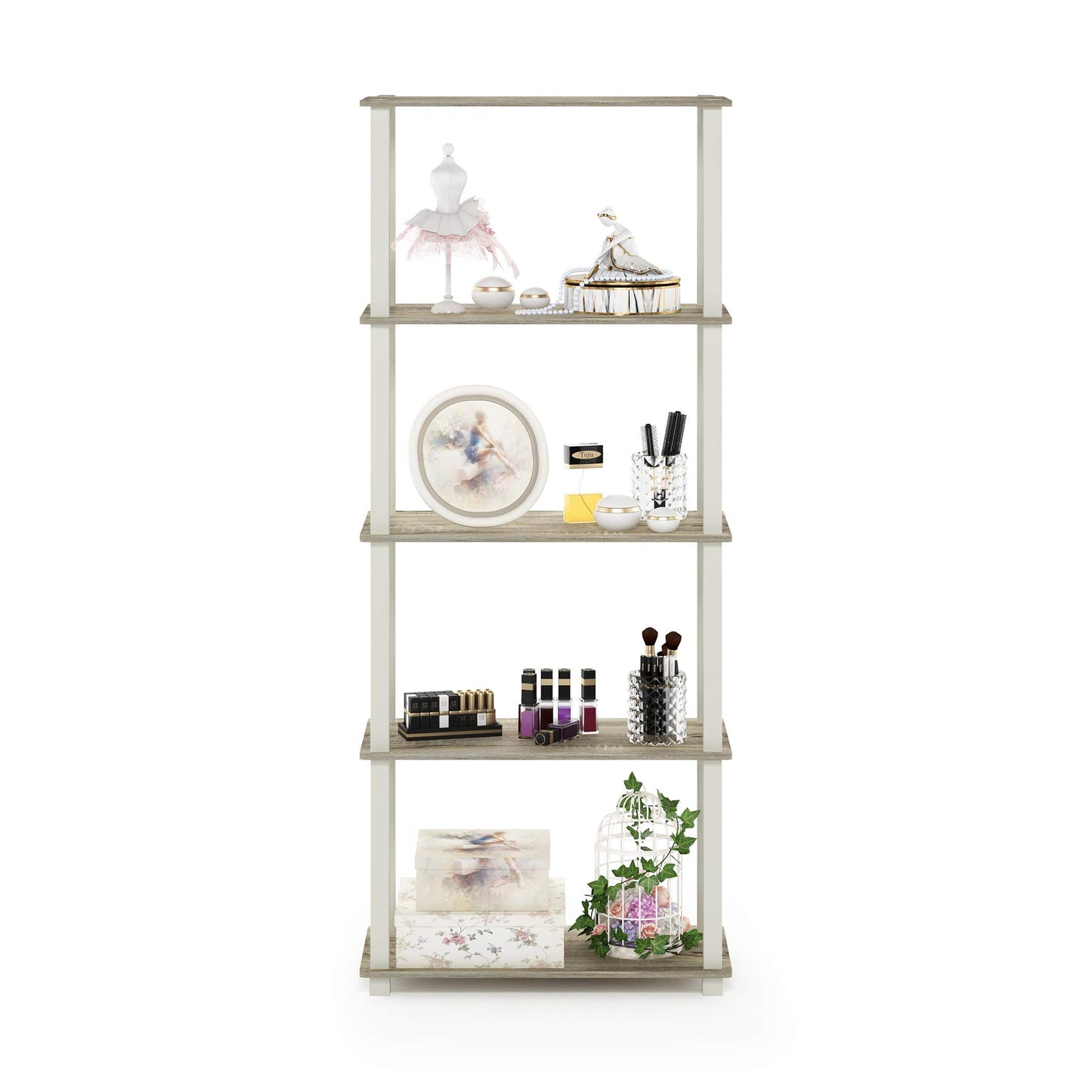 Furinno Turn-N-Tube 5-Tier Multipurpose Shelf / Display Rack / Storage Shelf / Bookshelf, Square