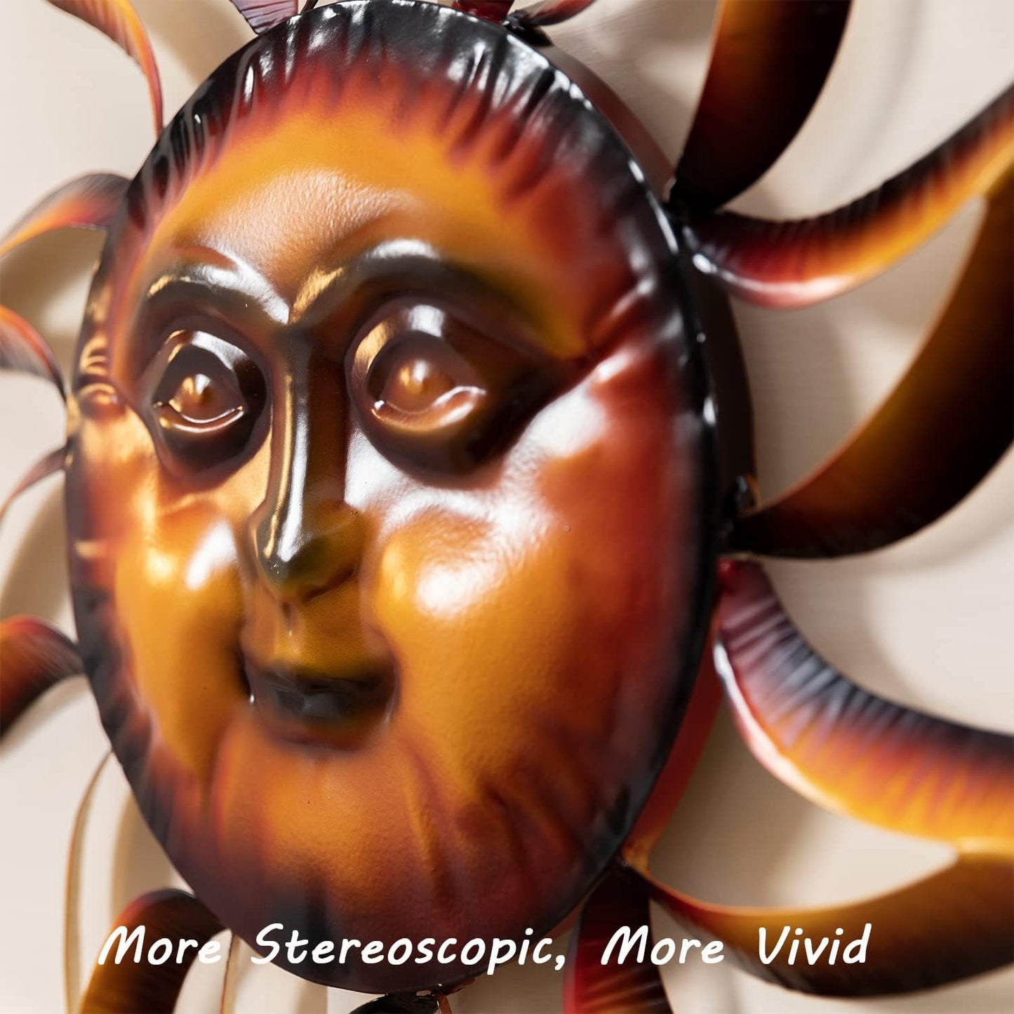 TICKCACY Metal Sun Wall Art Decor, 27.5” Sun Wall Art Hanging for Indoor Outdoor, Sun Face Wall Decor for Living Room Farmhouse Yard Fence