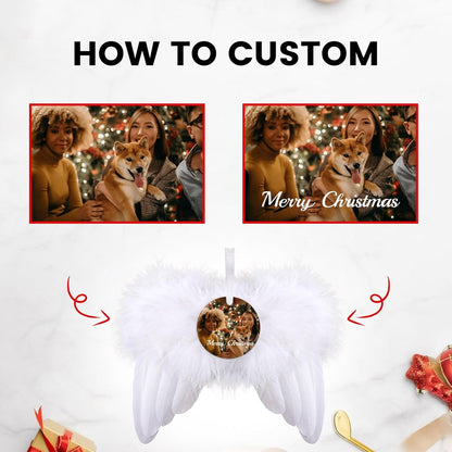 Personalized Christmas Ornaments 2024 Customized with Photo Text Ornament Keepsake Pet First Christmas Ornament Bulk Custom Wooden Xmas Tree Decorations, Wood Round Wing