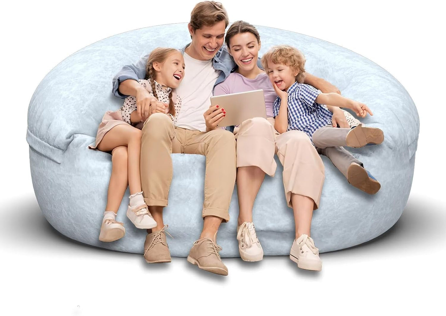 Bean Bag Chair for Adults 6FT,Soft Removable Cover for Teens/Girls Bedroom,Fluffy Giant Round Floor Beanbag Lounger Chairs (No Filler,Light Gray)