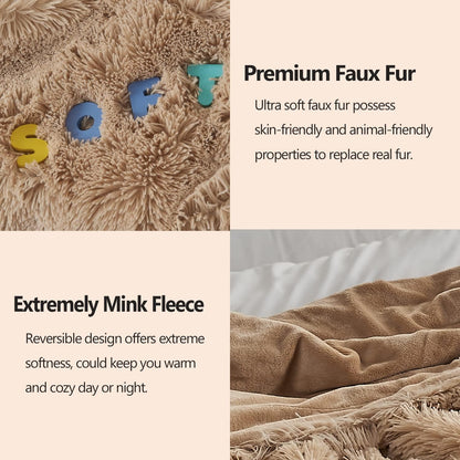GONAAP Fuzzy Faux Fur Throw Blanket Brown Super Soft Cozy Plush Fuzzy Shaggy Blanket for Couch Sofa Bed (Brown, Throw(50"x60"))