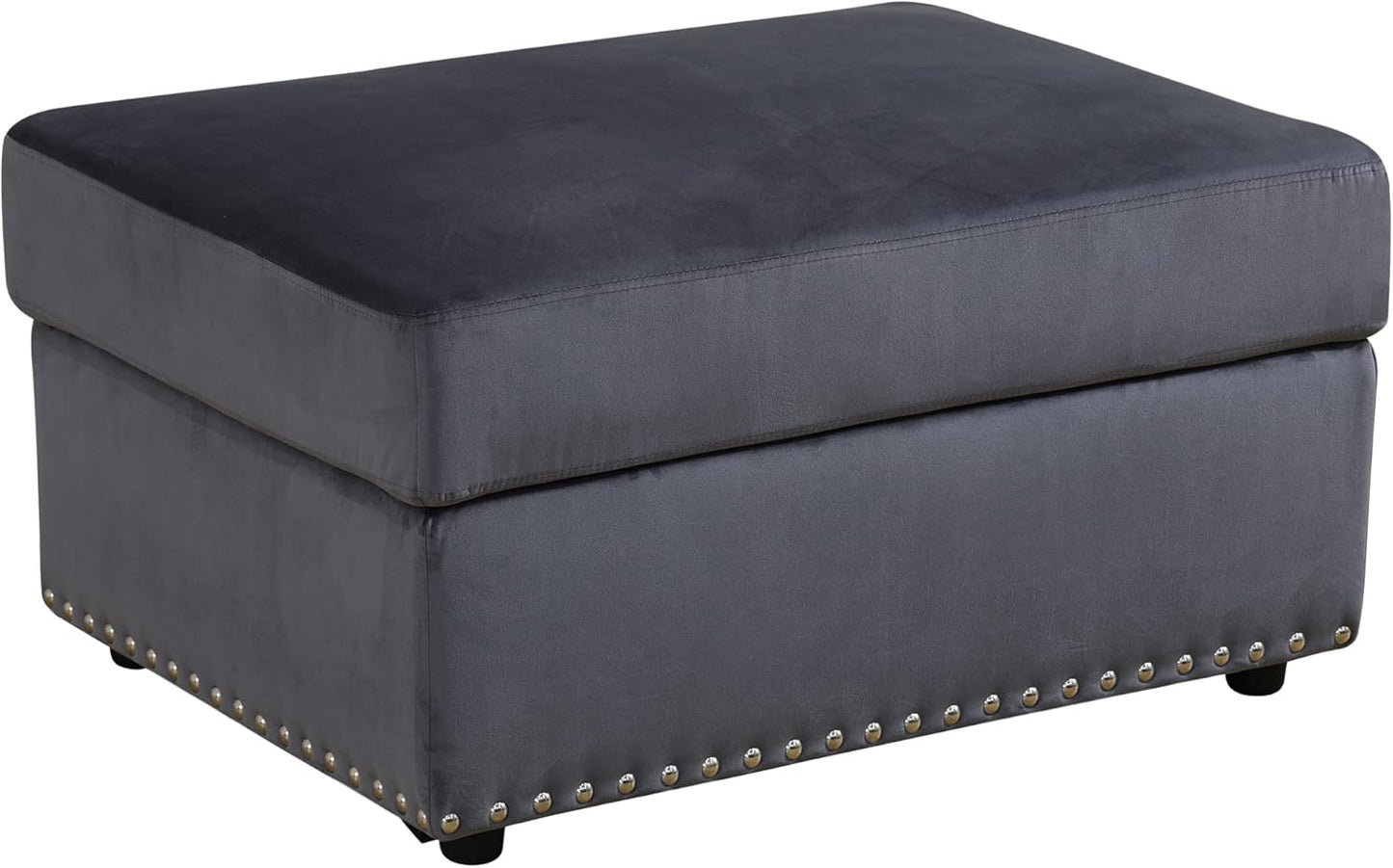 Ottoman Rectangular Storage Ottoman Bench, Flannel Footrest Stool Footstool with Lid for Living Room, Bedroom, Entryway, Brown, 33.5"x25.5"x18"