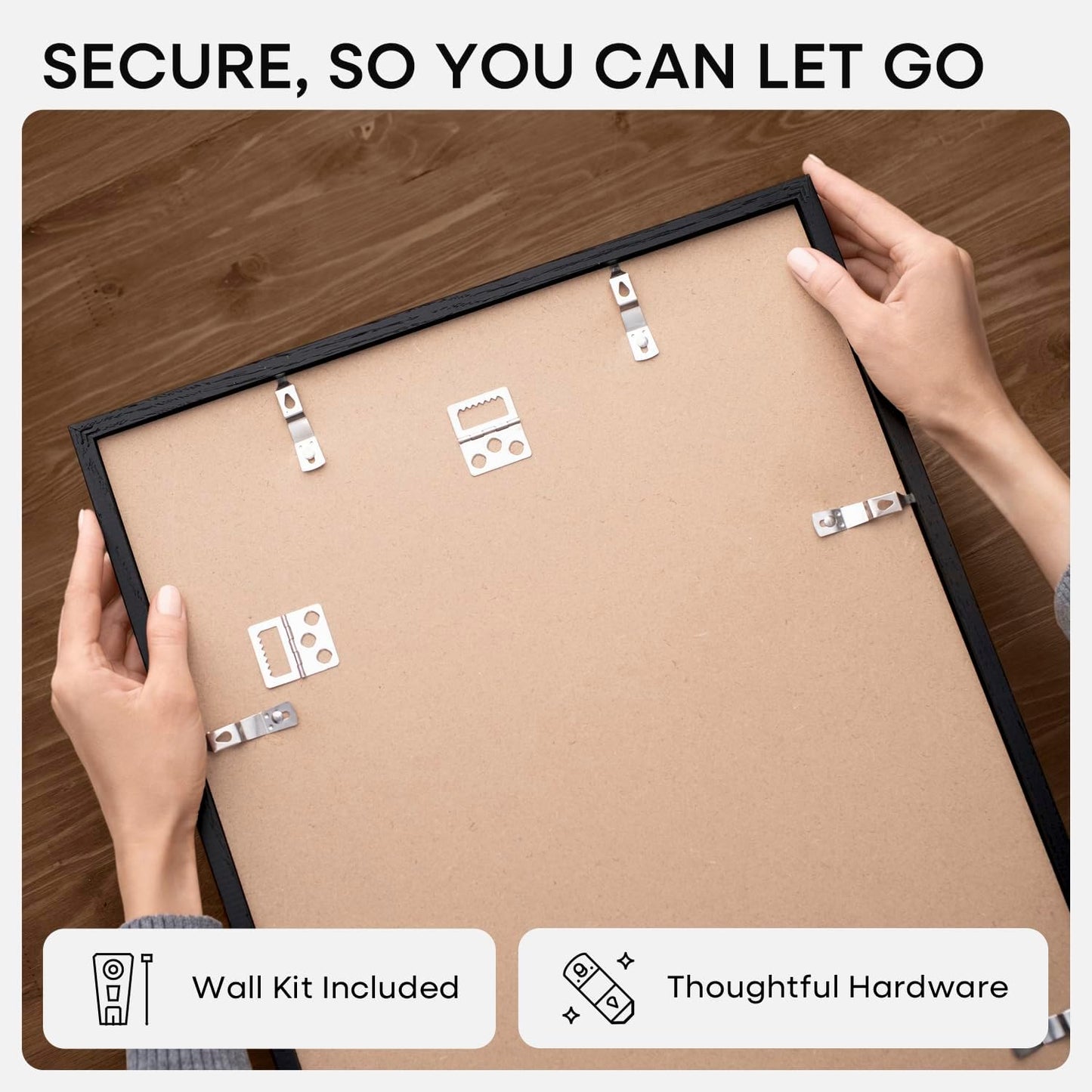 Homeforia Black Wooden Frame 18x24, High End Oak 18x24 Wood Picture Frames with Mat 16x20 Photo, 18 x 24 Poster Frame Matted to 16 by 20 Print, 24x18 Hanging Frames, Tempered Glass, Wall Kit, Set of 1