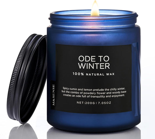 M&SENSE Ode to Winter - Lavender & Sandalwood Scented Candle for Relaxing Natural Soy Wax Non Toxic