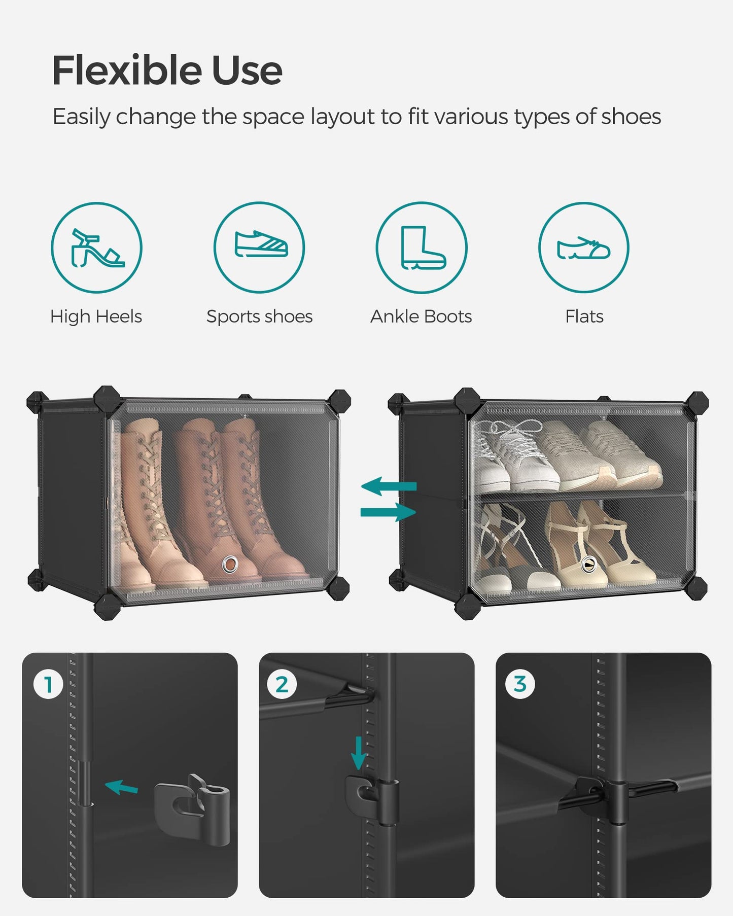 SONGMICS Shoe Rack, 10-Tier with Doors, 40-Pair Storage Cabinet