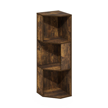 Furinno ECON Corner Shelf, 3-Tier Corner Book Shelf, Standing Storage Shelves, Cube Display Rack