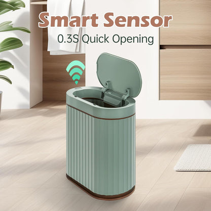 ELPHECO Bathroom Trash Can with Automatic Lid 2 Gallon Sensor Trash Bin, Smart Garbage Can IPX5 Waterproof Trash Bin, Small Slim Trash Can, Motion Sensor Wastebasket for Office, Kitchen, Sage Green