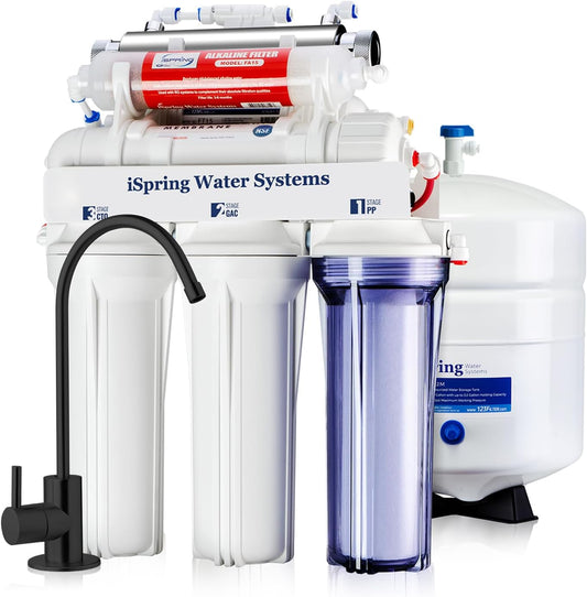 iSpring RCC7AK-UVBLK, NSF/ANSI 58 Certified, Alkaline and UV 7-Stage Reverse Osmosis Water Filter