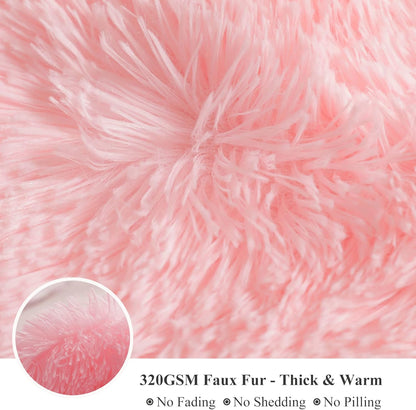 XeGe Fluffy Faux Fur Throw, Pink Luxurious 50x60 Shaggy Blanket, Warm Soft Fuzzy Couch Throw for Girls, Furry Lap Blanket for Sofa Bed Office Lightweight, Pink
