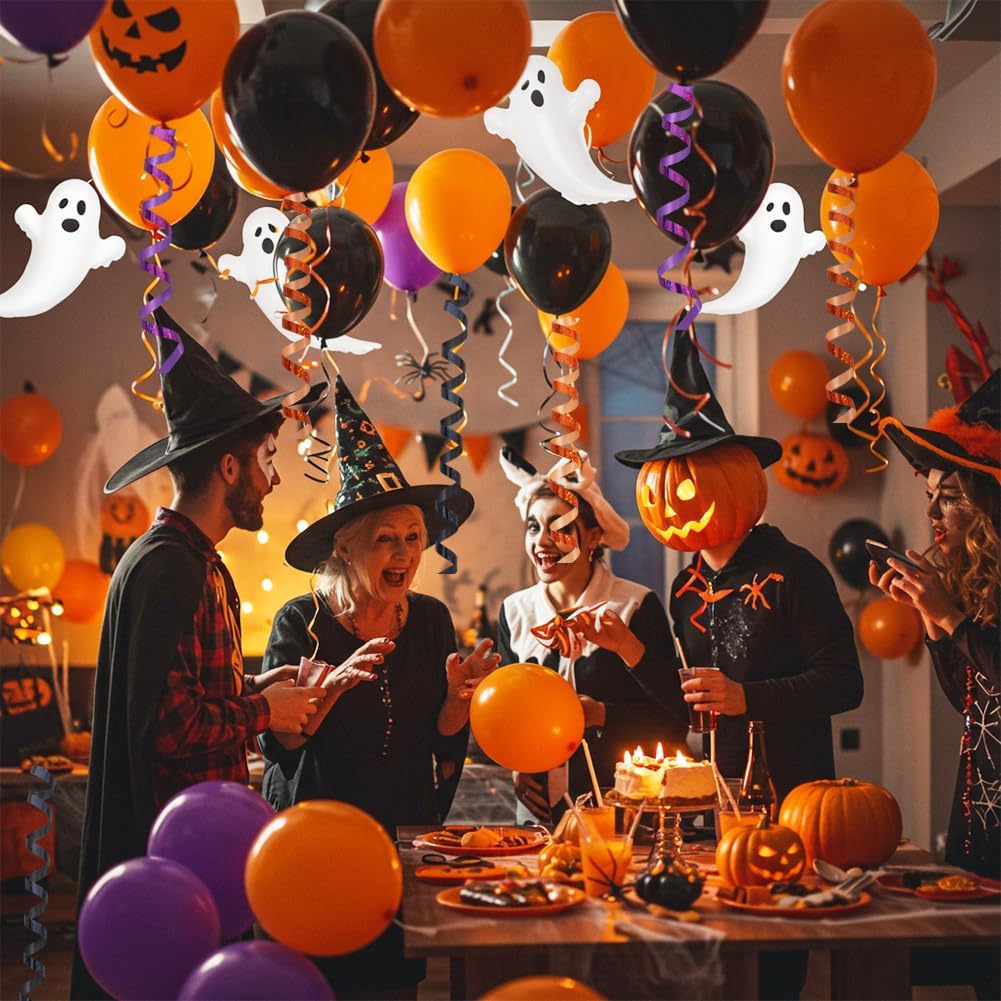 BEISHIDA 3 Pack 100 Yards Black Purlple Orange Curling Ribbon Balloon String Gift Wrapping Ribbon for Halloween & Birthday Parties, DIY Craft Holiday Decorations