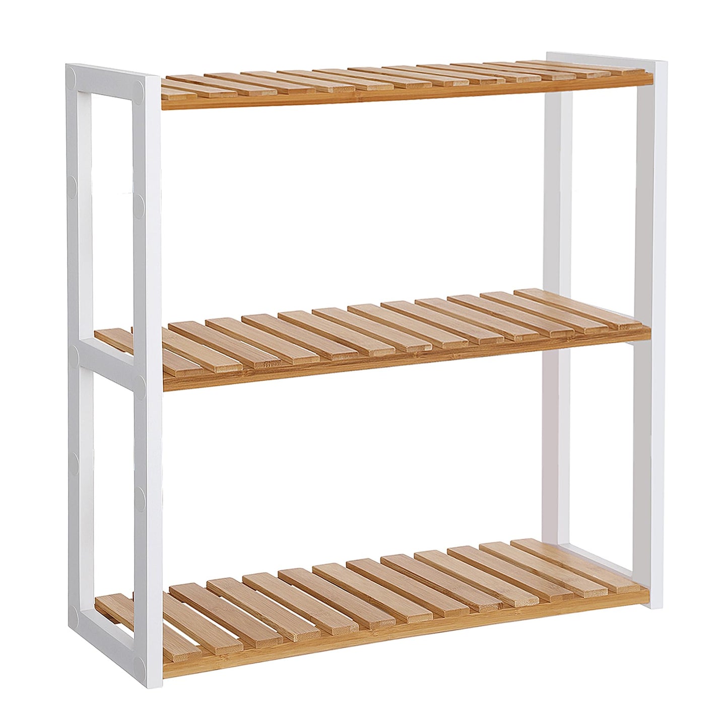 SONGMICS Bamboo Bathroom Shelf, 3-Tier Adjustable Plants Rack, Wall-Mounted or Stand, in The Living