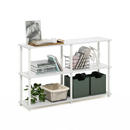 Furinno Turn-N-Tube Storage Shelves, 3-Tier 47.4 Wide Book Shelf, Corner Shelf, Toolless Open