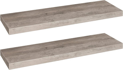 HOOBRO Floating Shelves for Wall, Wall Mounted Shelf Set of 2, 31.5" Hanging Shelf with Invisible Brackets, for Wall in Bathroom, Bedroom, Toilet, Kitchen, Living Room, Office, Greige BG80BJP201