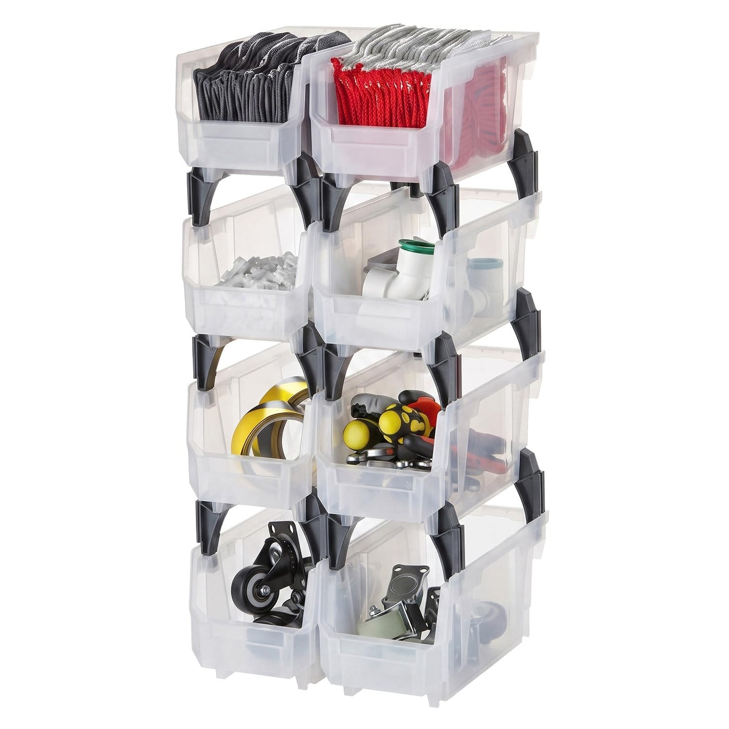 VEVOR Plastic Stackable Storage Bins, 10.9 x 5.5 x 5.1 inch (8 Pack), Plastic Containers for
