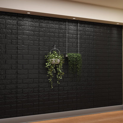 3D Wall Panels Peel and Stick，XPE Foam Stone 3D Wallpaper, Textured Faux Brick Wall Panels Black，30PCS