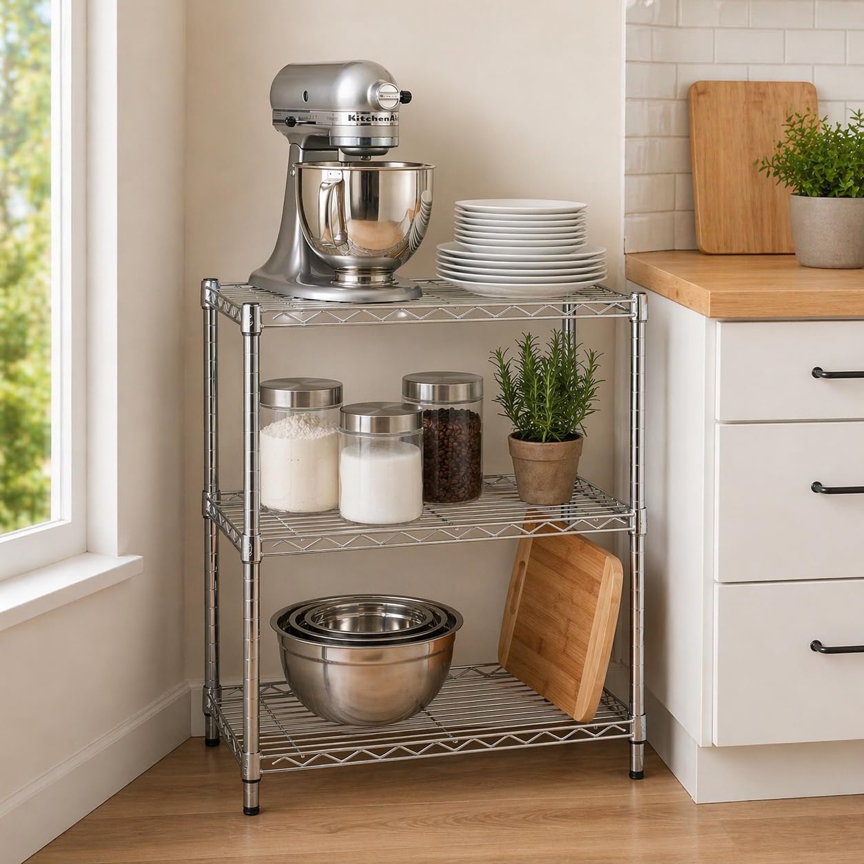 Honey-Can-Do 3-Tier Heavy Duty Adjustable Shelving Unit, 250-lb Per Shelf Metal Storage Rack, Wire
