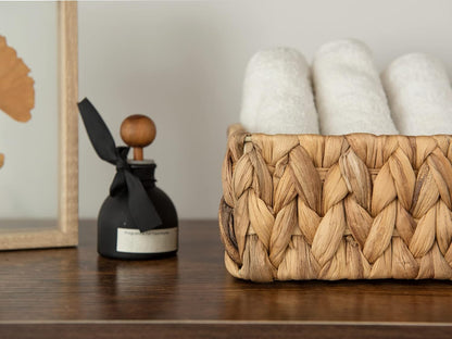 StorageWorks Water Hyacinth Baskets, Small Wicker Baskets for Organizing in Kitchen and Bathroom, 2-Pack