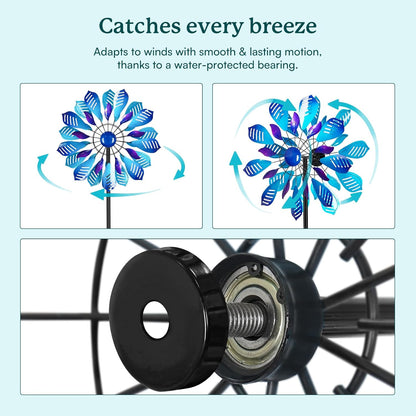 Wind Spinners for Yard and Garden, 84" Wind Spinners Outdoor Metal Extra Large, Wind Sculptures & Spinners with Stake, Yard Art Garden Decor Gift for Family