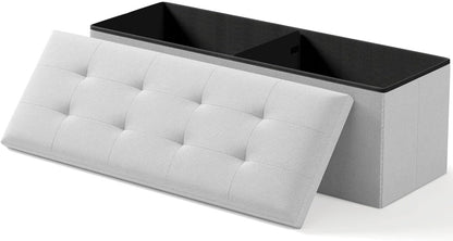 Storage Ottoman Bench, Folding Ottoman Foot Rest, End of Bed Bench,Storage Chest, for Living Room, Bedroom, Hallway, Entryway, Holds up to 700 lb (Light GREY1, 43")