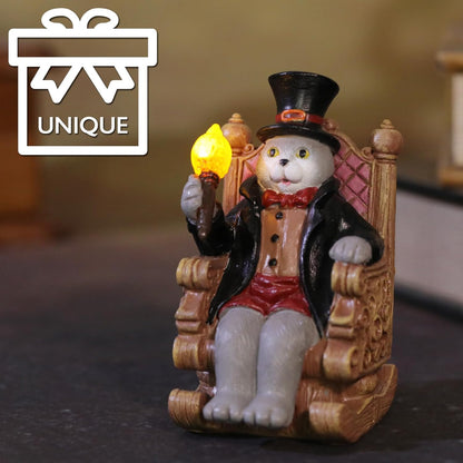 Whimsical Cat Garden Decor Statues Outdoor Solar Lights for Yard Art Fall Home Halloween Decoration Figurine Lawn Ornament - Unique Cat Lovers Gifts for Housewarming Gardening Women Mom Grandma