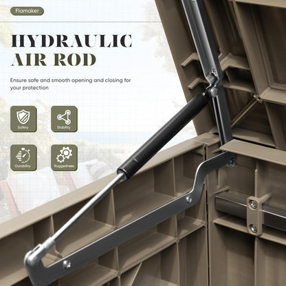 Flamaker Resin Deck Box 120 Gallon Waterproof Large Outdoor Indoor Storage Box Imitation Wood Resin for Patio Furniture Garden Tools and Pool (Brown)