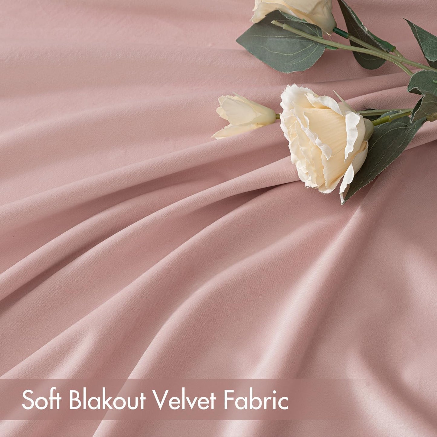 MIULEE Baby Pink Velvet Curtains Thermal Insulated Blackout Curtain Drapes for Bedroom Living Room Darkening 90 Inches Long Curtains Panels Rod Pocket Set of 2