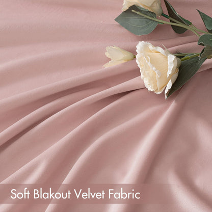 MIULEE Baby Pink Velvet Curtains Thermal Insulated Blackout Curtain Drapes for Bedroom Living Room Darkening 84 Inches Long Curtains Panels Rod Pocket Set of 2