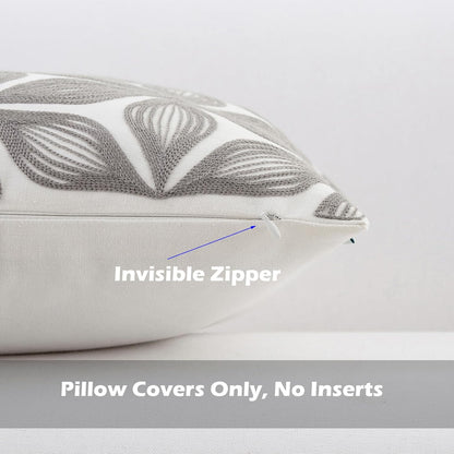 HWY 50 Grey Gray Decorative Throw Pillow Covers 18x18 Inch (1 Piece), Embroidered Cotton Farmhouse Cushion Cover Pillow Case for Sofa Couch Living Room Bed, Fashion Geometric