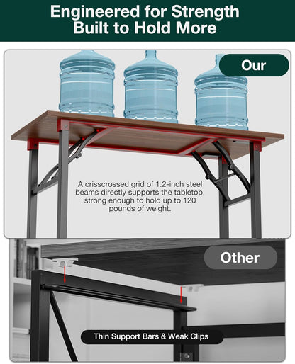 Frylr Small Folding Computer Desk – Portable 35.8 Inch Foldable Laptop Table, Collapsible and Compact for Easy Storage and Fast Setup, Lightweight for Small Spaces, Craft and Study Use, Dark Walnut