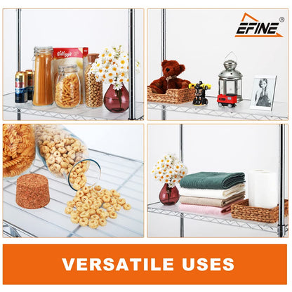 EFINE 2-Pack 3-Shelf Chrome Shelving Unit with 3-Shelf Liners, Adjustable Rack, Steel Wire Shelves