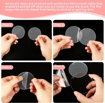 Senbota100 Pcs 1.5 inch Clear Small Circles Acrylic Blank 2mm Thick Round Sheets with Holes for Make Mini Hanging Jewelry Keychain Labels DIY Crafts