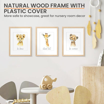 upsimples 12x16 Frame, Natural Solid Wood Picture Frames, Display 8.5x11 with Mat or 12 x 16 Without, Vertical & Horizontal Wall Hanging, 1 Pack, Natural