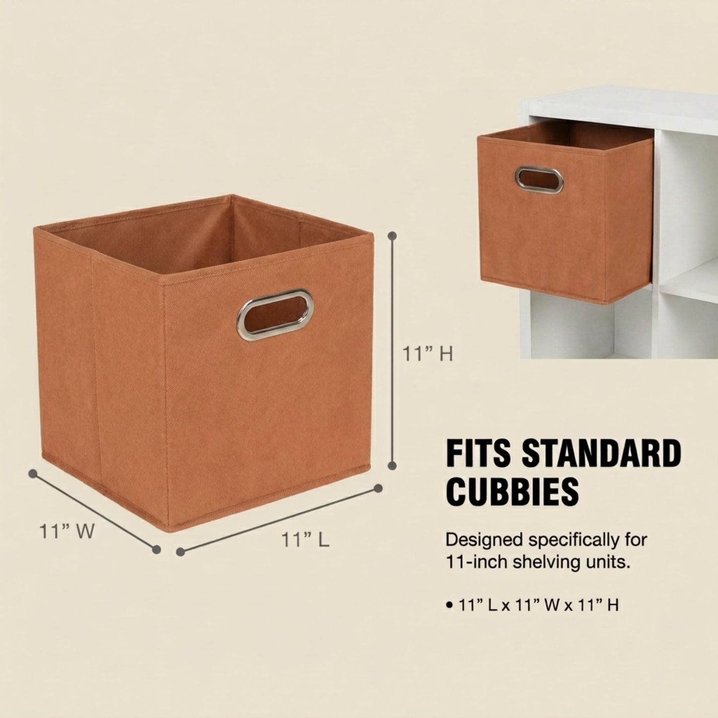 Household Essentials Fabric Storage Bins 6 Piece Set, Terracotta Color