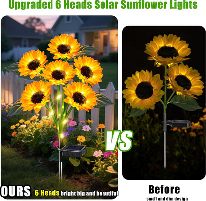Sunflower Solar Lights Outdoor Decor, 4 Pack Solar Garden Decor 24 Waterproof Solar Sunflower Outdoor Lights for Garden Patio,Flower Bed, Pathway, Gift for Women, Mom, Grandma
