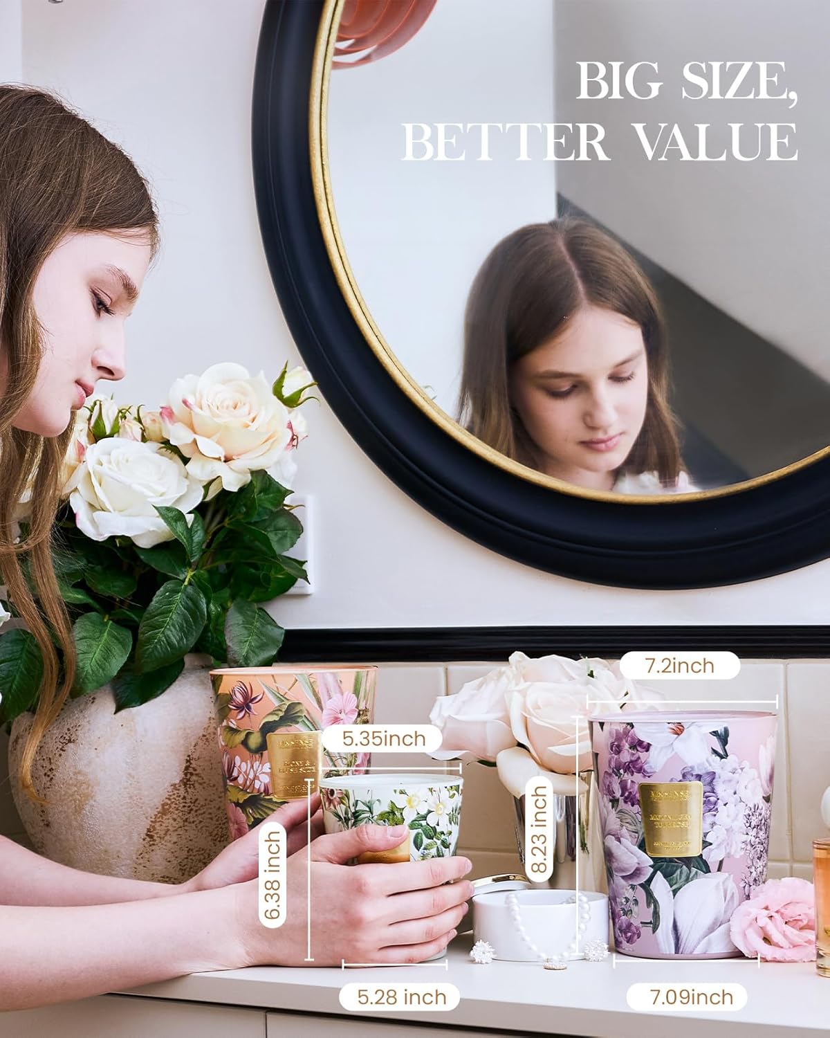 M&SENSE Basil Ginger Scented Candle 35oz 150H Burn Time Long Lasting, 3-Wick Natural Aromatherapy Candle Highly Scented, Home Fragrance Housewarming Gifts