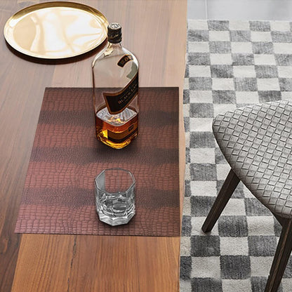 Faux Leather Placemats, PU Table Mats, Waterproof, Stain Resistant, Heat Resistant, Non-Slip Easy to Clean for Kitchen Dining Table, Conference Table, Brown