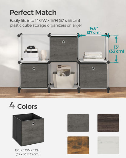 SONGMICS Storage Cubes, Set of 6, 13-Inch Foldable Closet Organizers