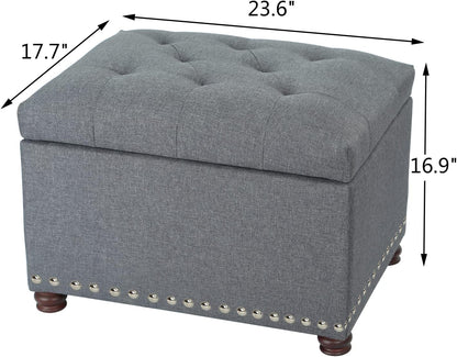 Joveco Storage Ottoman Bench Rectangular Fabric Organization Foot Rest, 24 Inch Modern Tufted Bedroom Foot Stool and Seat for Entryway, Bedroom, Living Room