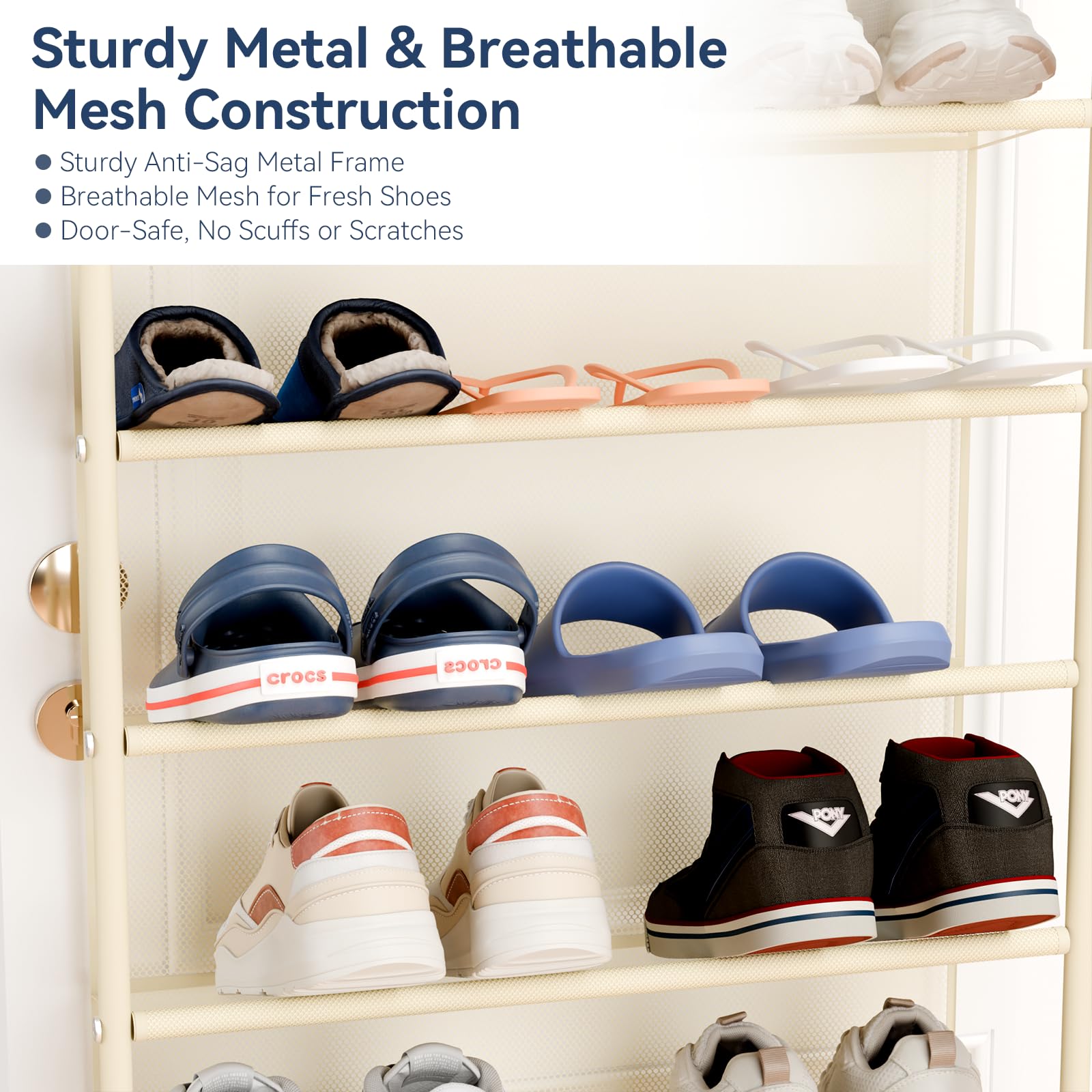 Whitmor 36 Pair Over The Door Shoe Organizer, 12 Tier Hanging Shoe Organizer, Heavy Duty Metal &