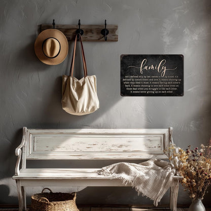 Heuhuww Family Isn't Defined Only By Last Names or By Blood Tin Sign for Home Office Room Wall Decor Gifts for Sister Best Friend Adopted Family 8"x12"(H23)