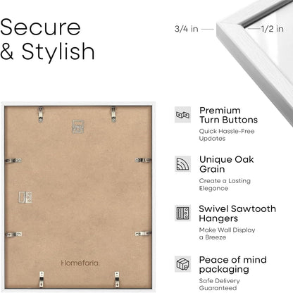 Homeforia 14x20 Double Diploma White Frame, High End Oak 14 x 20 Certificate Wood Frames with Mat for Two 8.5x11 Diplomas, 20x14 Wooden Dual Award Graduation Frames, Tempered Glass, Wall Kit, Set of 1