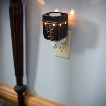 Elanze Designs Faith Hope Love Ceramic Stoneware Plug-in Outlet Wax and Oil Warmer