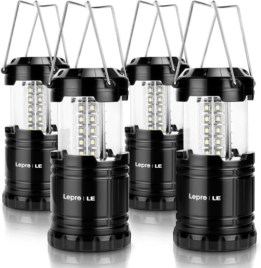 Lepro LED Camping Lanterns Battery Powered, Collapsible, IPX4 Water Resistant, Outdoor Portable Lights for Emergency, Hurricane, Storms and Outages