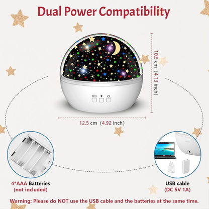 Star Projector Night Light for Kids, Baby Night Lights with Snowflake & Starry Theme, 360 Degree Rotation, 15 Mode Color Changing, Birthday Gift Toys