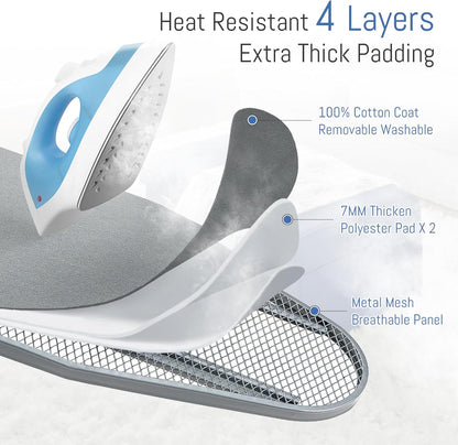 Ironing Board Full Size, BlissBoard 43"x13" Sturdy Heavy Duty Iron Board with Iron Rest, Heat Resistant Cover with Ultra Thick Padding, Height Adjustable, Silver