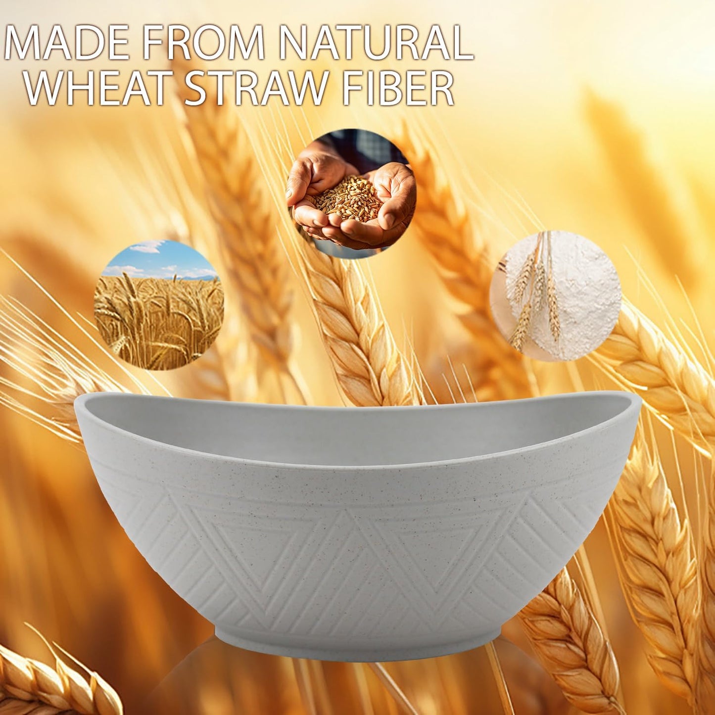 Wheat Straw Bowls Set,Unbreakable Large Salad Bowls Set of 2,Microwave and Dishwasher Safe Bowls Plastic Bowls for Eating,BPA Free Salad Bowl for Serving,Oatmeal and Salad.Gray