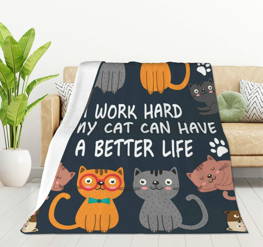 HGOD DESIGNS Cats Throw Blanket Funny Cat Blanket Animals Pet Pattern s Flannel Soft Warm Cozy Fuzzy 50"x60" Throw Blanket for for Women and Men